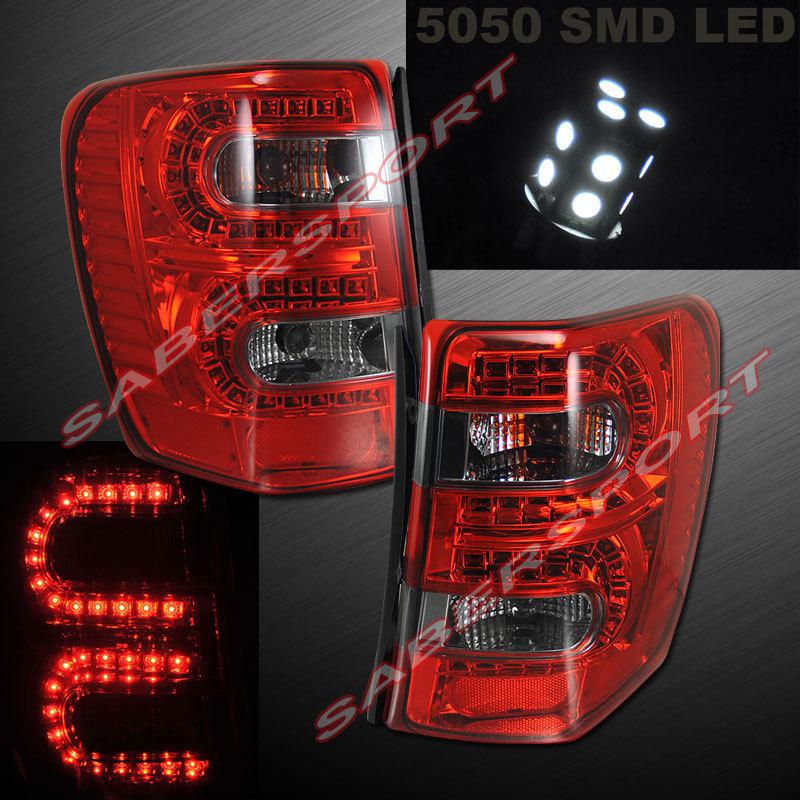 99-04 jeep grand cherokee "l.e.d." tail lights pair w/ smd led reverse bulbs 