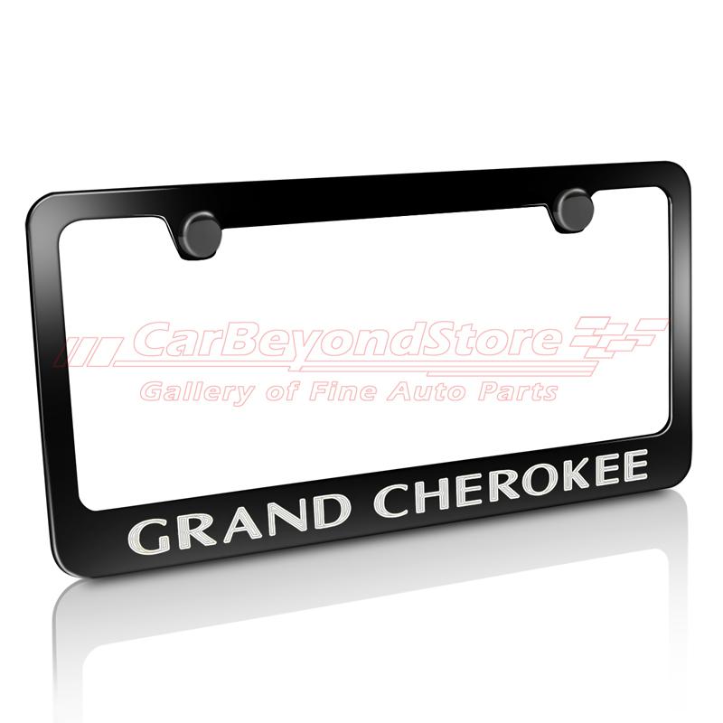 Jeep grand cherokee black metal license plate frame + gift, official license