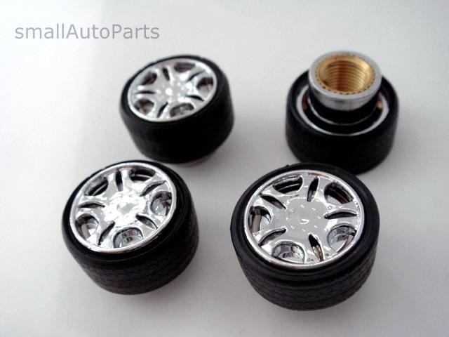 (4) custom chrome rim wheel shape tire stem air valve caps covers set car truck