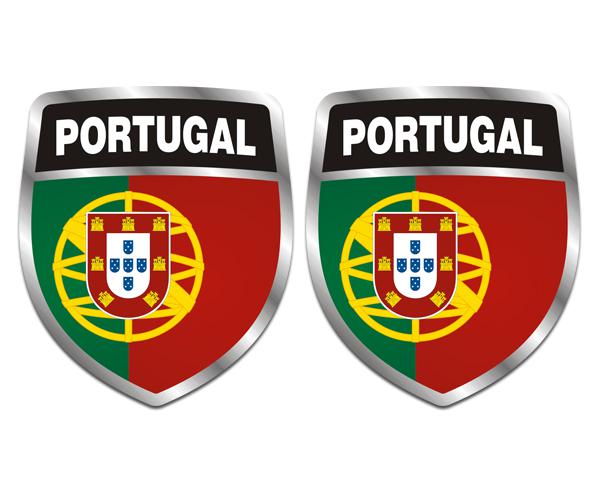 Portugal flag shield decal set 3"x2.5" portugese vinyl bumper sticker zu1