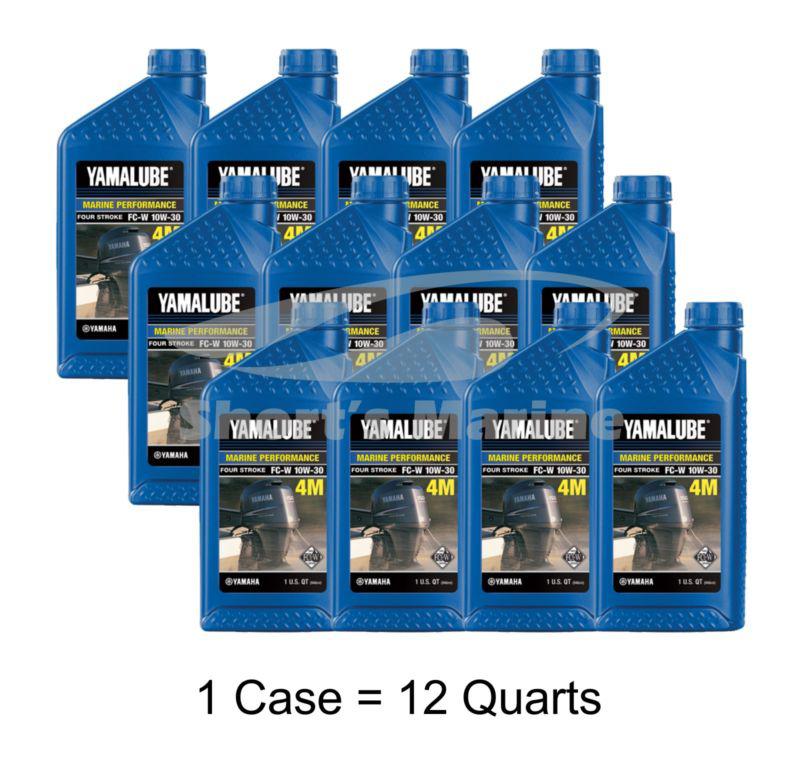 Yamaha yamalube 4m outboard fc-w 10w-30 four stroke engine oil case of 12 quarts