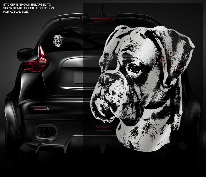 Boxer dog decal metallic silver 5"x4.1" vinyl car window bumper sticker zu1
