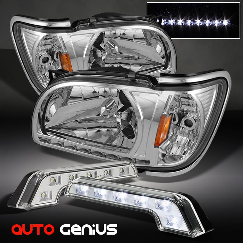 01-04 tacoma chrome led headlights 2in1 w/ trimmed corner lamps + drl led lights