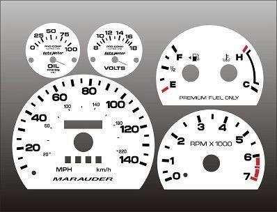 2003-2004 mercury marauder instrument cluster white face gauges 03-04