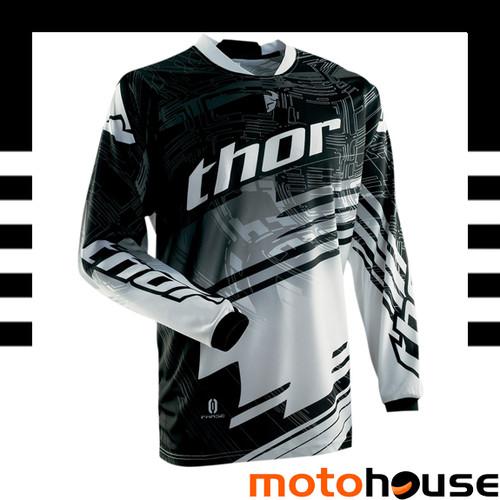 Thor youth phase swipe jersey mx offroad dirt motocross black white 