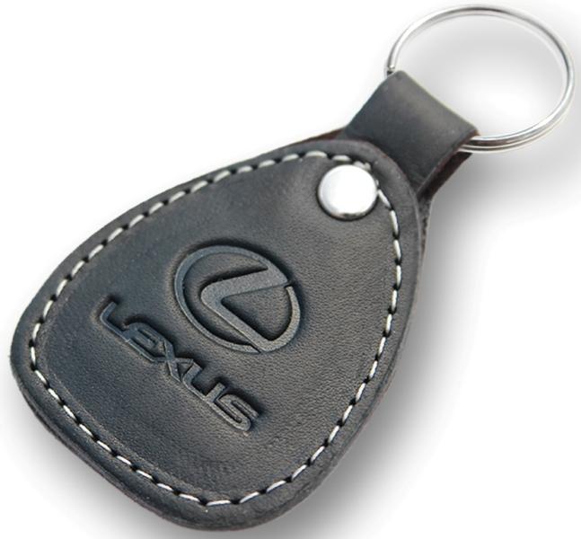 New leather black / white keychain car logo lexus auto emblem keyring