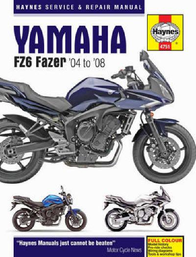 2004-2008 yamaha fz6 fz 6 fazer 600 repair manual