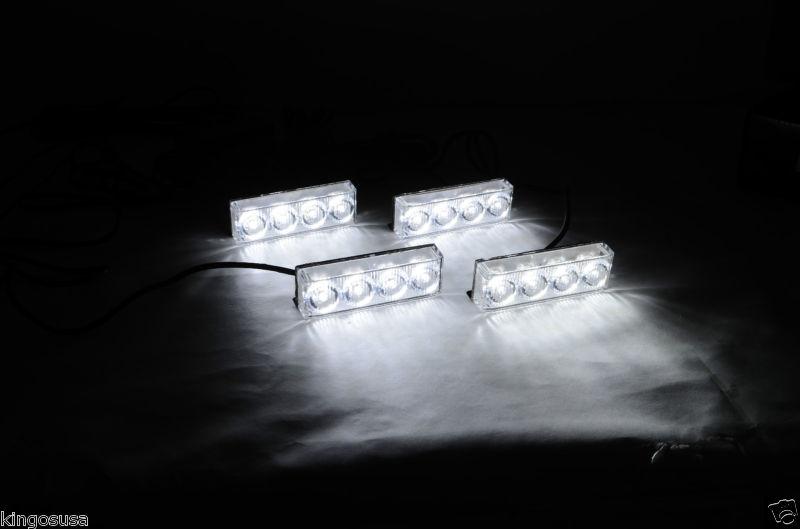 4x4 led white emergency warning flash strobe front grille universal fit 