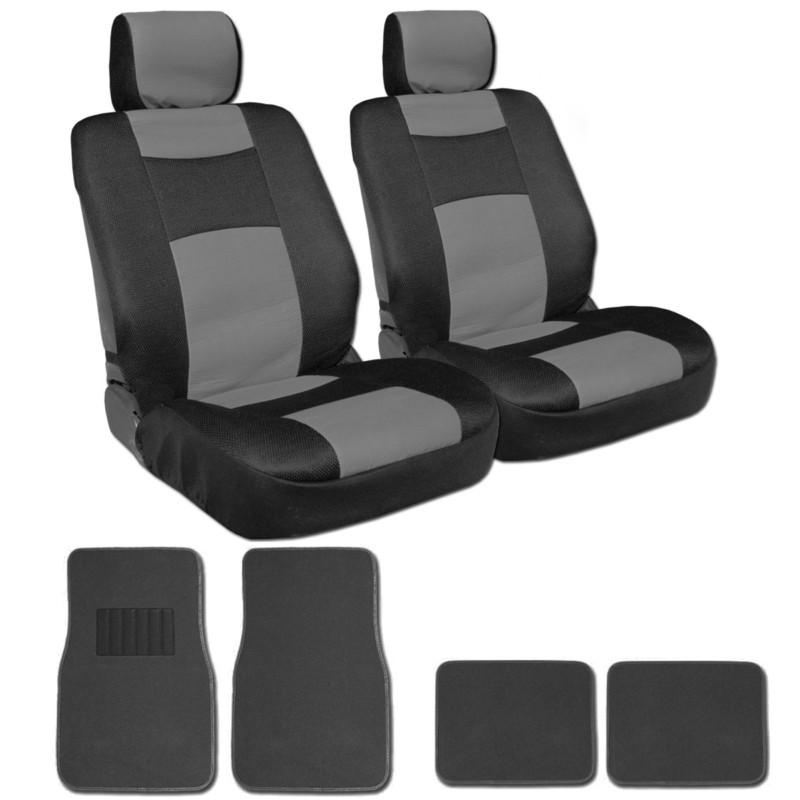 Universal syn leather with mesh compatible car seat covers mats set black grey