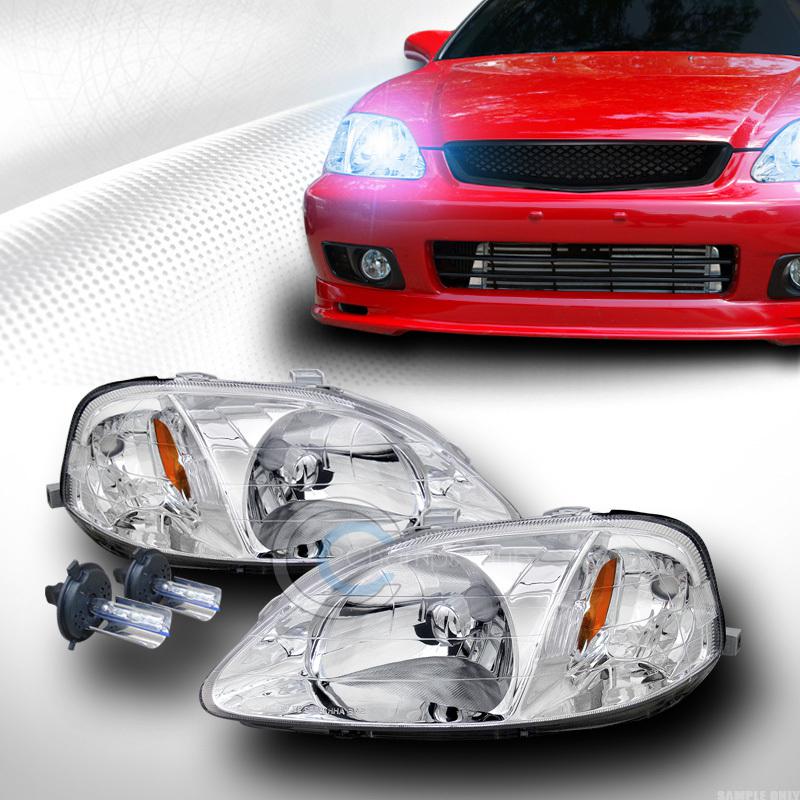 8000k hid xenon chrome head lights signal amber lamp dy 99-00 honda civic ek ek9