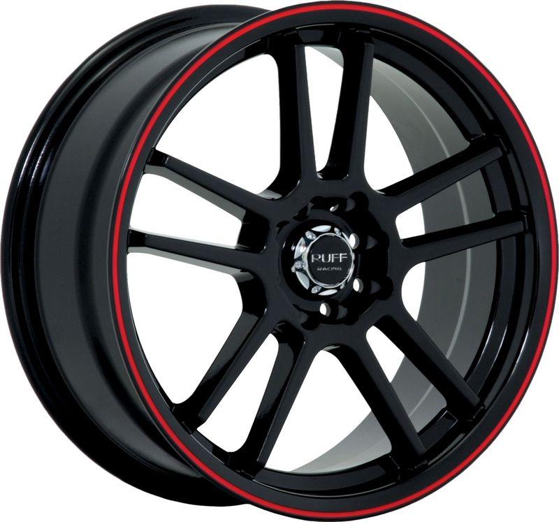 15" inch 4x100 4x4.5 black red stripe wheels rims 4 lug honda nissan toyota