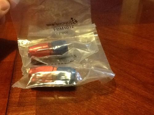 2 anodized aeroquip an -8  straight red blue hose fitting pn fbm1013 or fbm4413