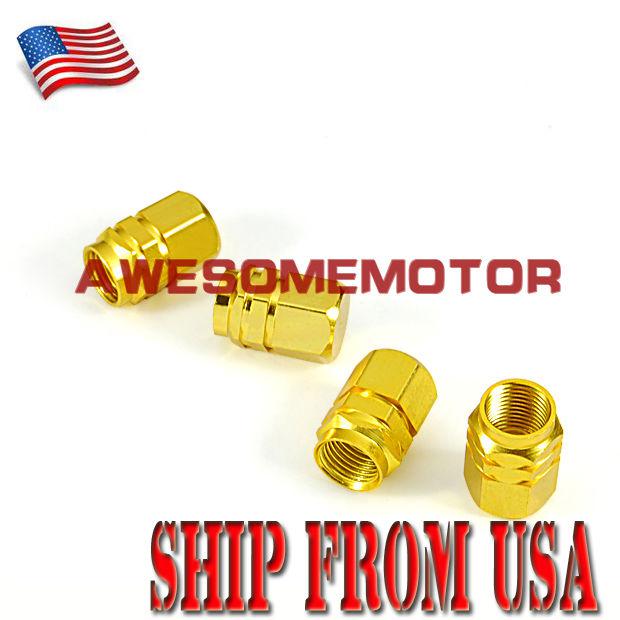 Us golden metal alloy tire rim wheel rims valves caps air stems car motocycle  