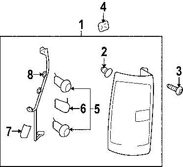 Cadillac 11561987 genuine oem factory original tail lamp assy clip