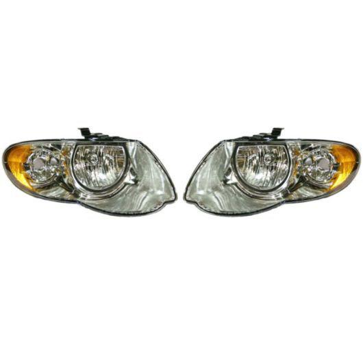 05-07 chrysler town & country headlights headlamps pair set left lh & right rh