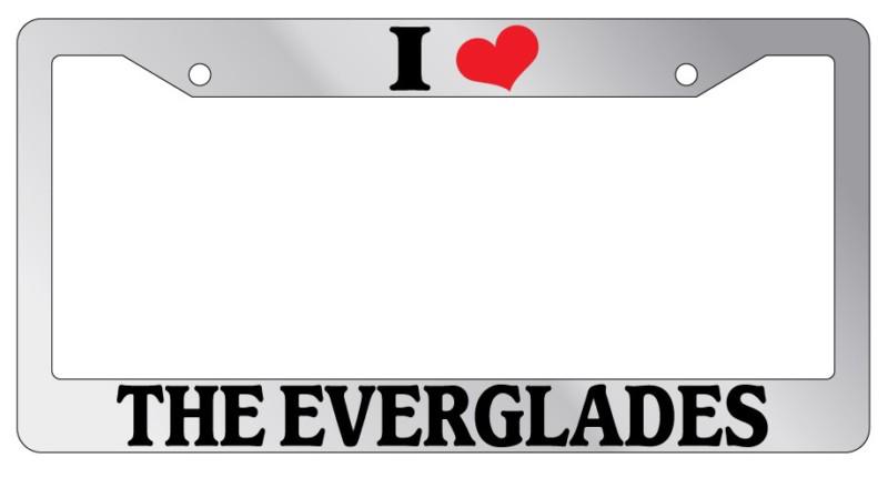 Chrome license plate frame i heart the everglades auto accessory novelty