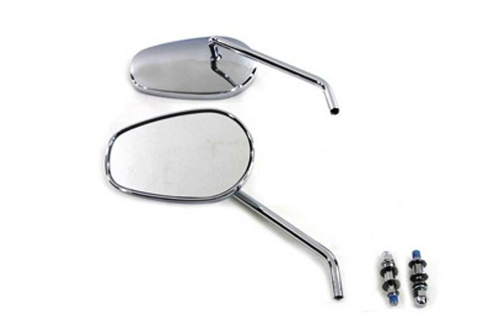 Chrome sidewinder mirror set with round stems for hd bt sportster & customs