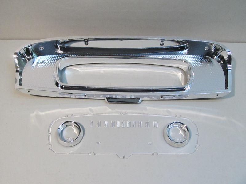 New 1965-1966 ford custom cab f100, f250 truck chrome dash bezel & lens