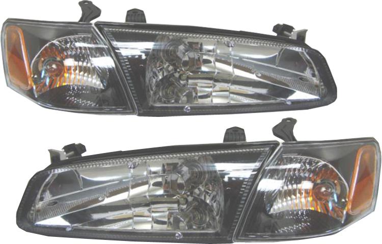 Depo pair euro style black headlights w/ corner lights 97-99 98 toyota camry