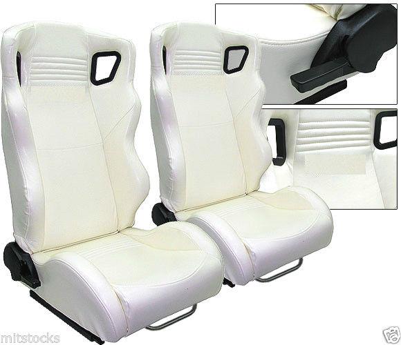 2 white leather racing seats reclinable + sliders volkswagen new *