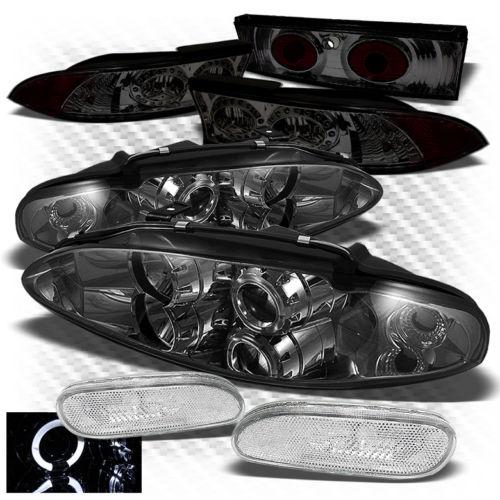 95-96 eclipse smoked projector headlights + bumper lights + led ring tail lights