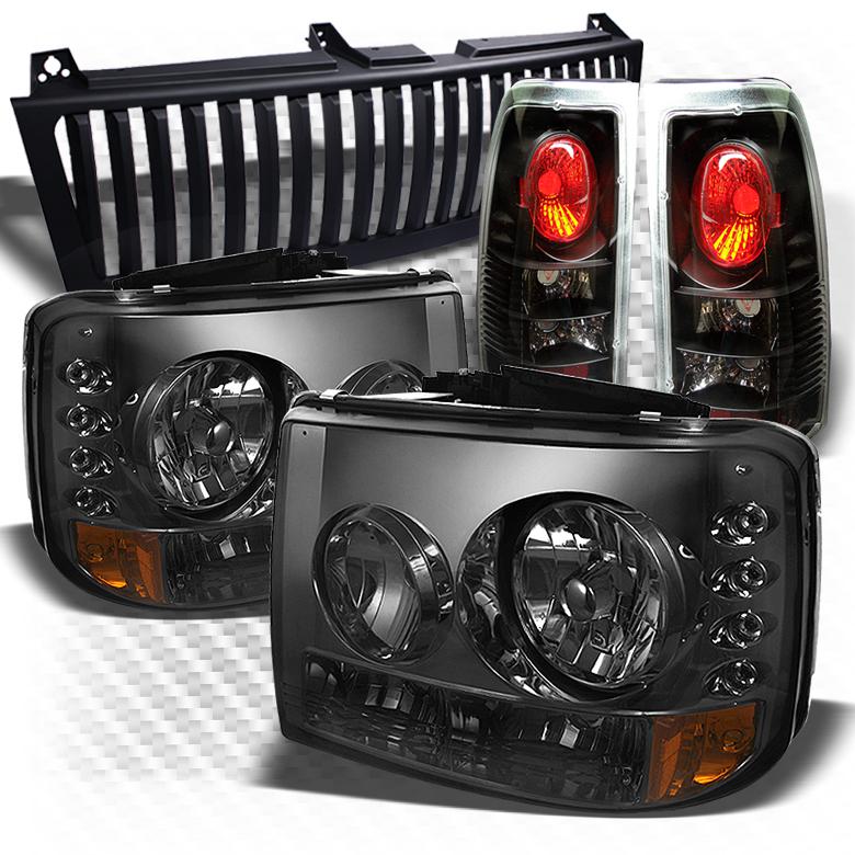 99-02 silverado smoked headlights + vertical grille + altezza style tail lights