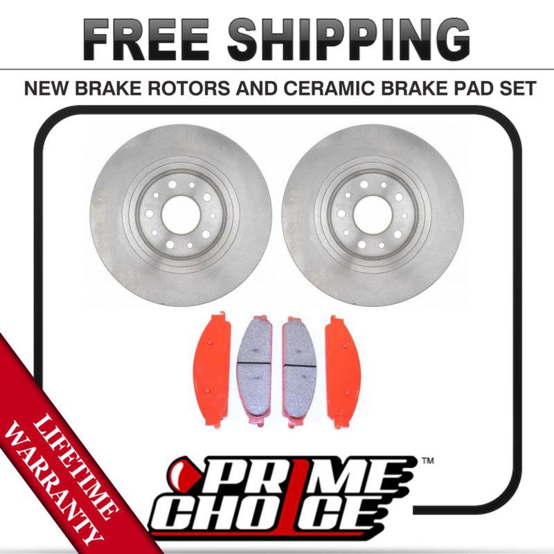 Front kit (2) brake rotors and (1 set) ceramic brake pads with lifetime warranty