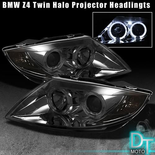 Smoked 03-08 bmw z4 dual led halo projector headlights lights lamps left+right