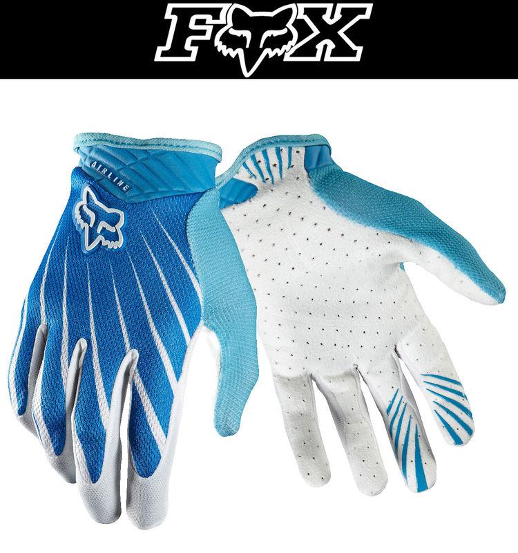 Fox racing airline white blue dirt bike gloves motocross mx atv 2014