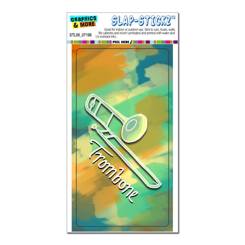 Trombone - musical instrument music brass - green - slap-stickz™ bumper sticker