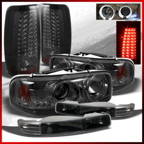 1999-2003 gmc sierra smoked projector headlights+bumper+smoked led tail lights
