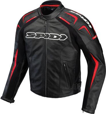 Spidi track leather jacket black/red e48/us38 p120-021-48