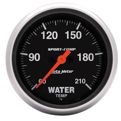 Autometer sport-comp electrical water temperature gauge 2 5/8" dia black face