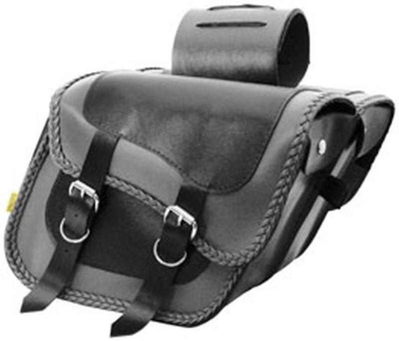 Willie & max gray thunder braided compact slant saddlebags,black/gray,12x9.5x5.5