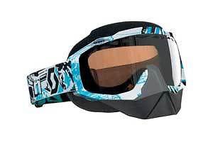 Scott hustle snowcross w/ silver chrome acs thermal lens goggles,strobe/blue