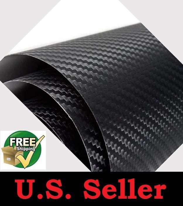 3d real carbon fiber vinyl 24" x 60" black wrap sheet roll for hood pillar trunk