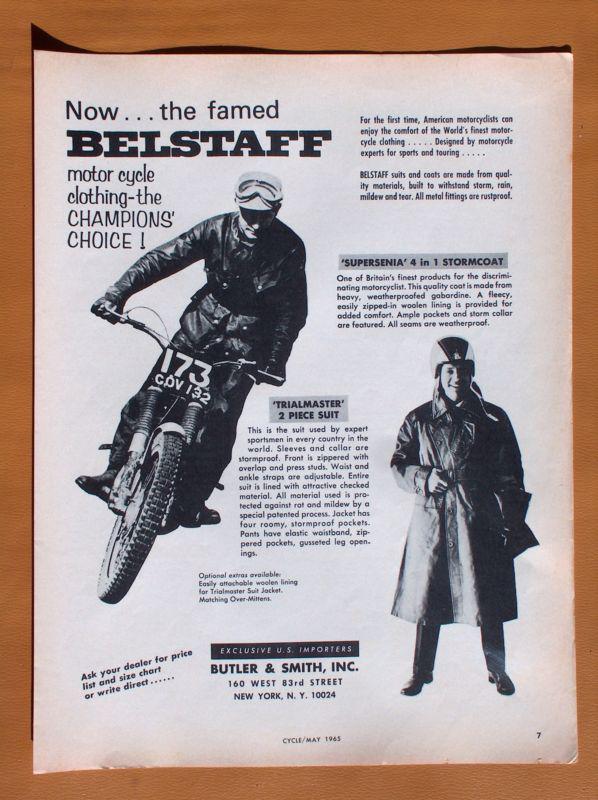 0834   1965 belstaff riding jackets single page ad!