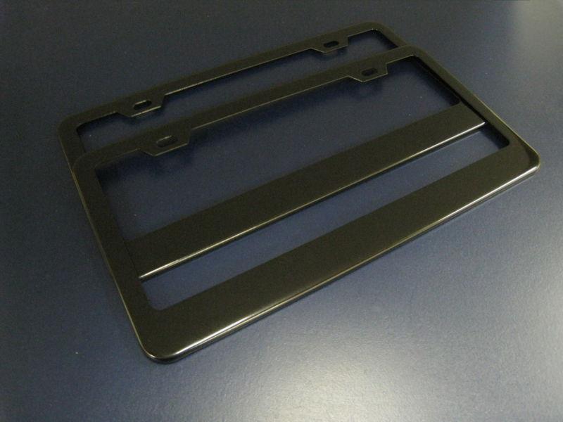 Two plain black metal license plate frame chevy2b