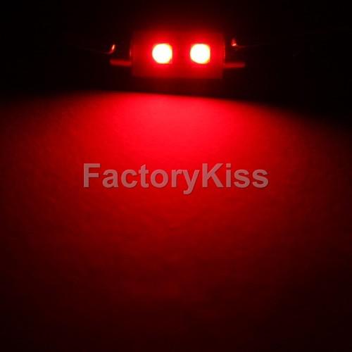 Gau canbus error-free 39mm 2-smd led car festoon red light bulbs #394