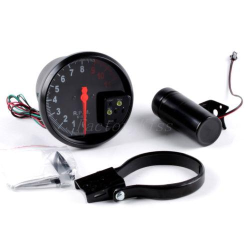 Gau 5" 7 color 11k rpm tachometer tach gauge w/ warning shift light - black face