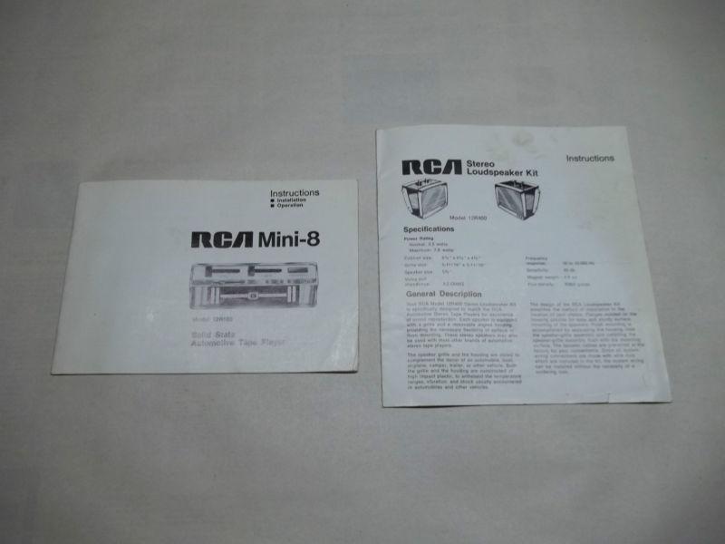 Instructions for rca mini-8 12r500 tape player & stereo loudspeaker kit 12r400 