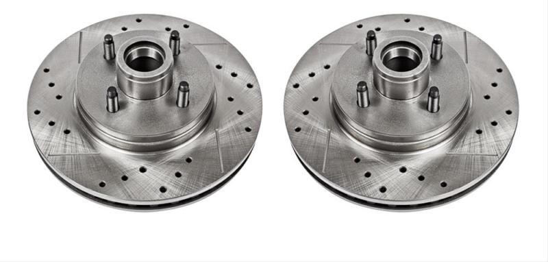 Power stop brake rotors drilled/slotted iron natural front ford pair ar-8126xpr