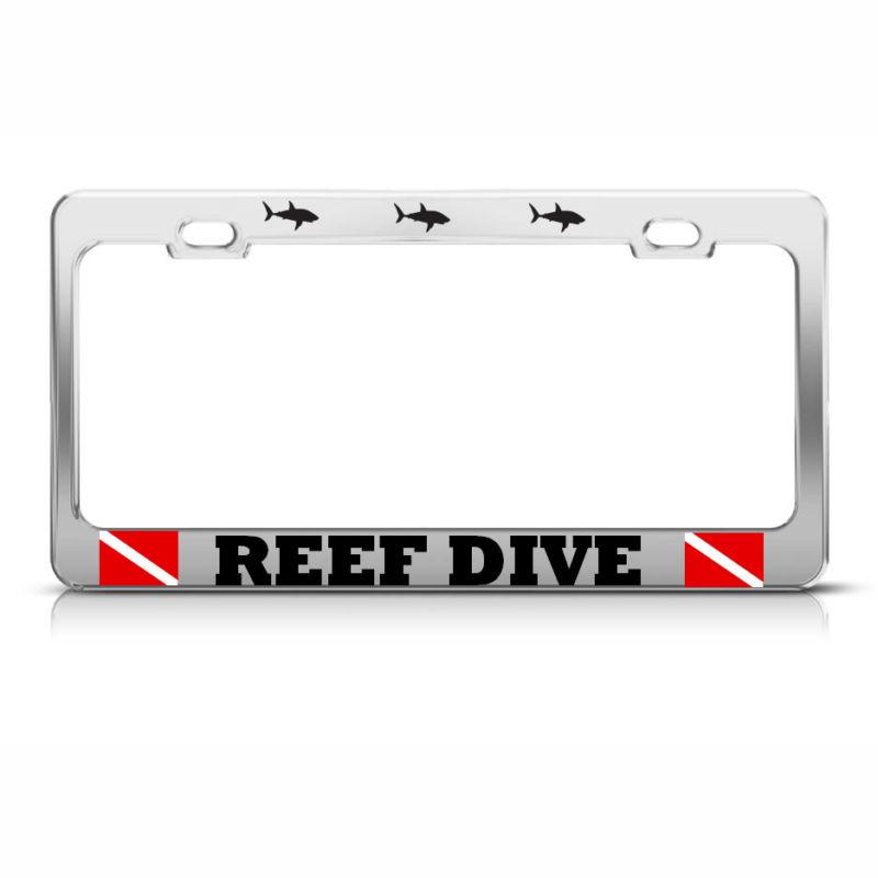 Reef dive license plate frame heavy metal love scuba diving humor tag border