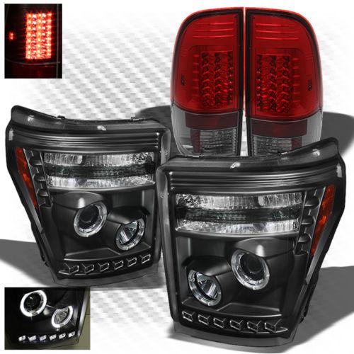 11-13 f2/3/450 black projector headlights + r/s philips-led perform tail lights