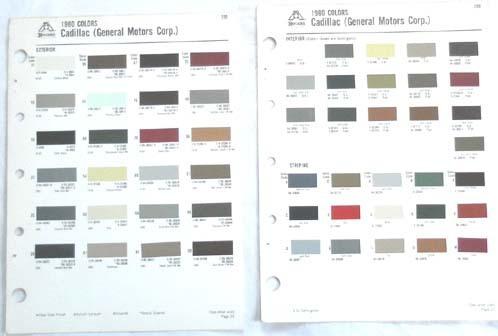 1980 cadillac rogers color paint chip chart all models original 