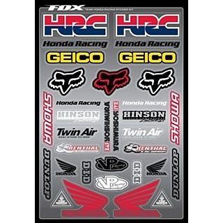 Fox racing decal mx motocross team geico sticker sheet monster honda 14504-000