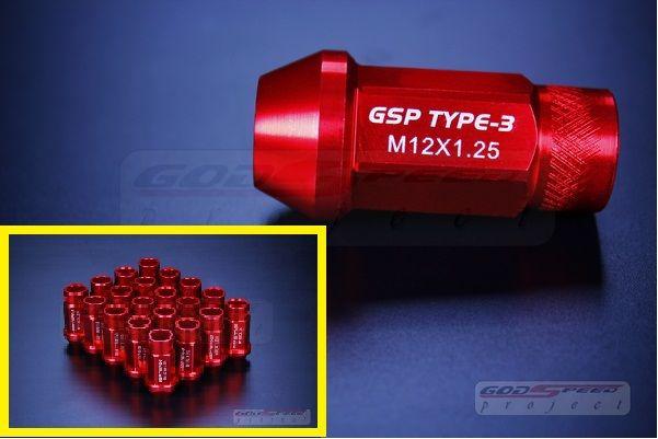 Godspeed type 3 50mm lug nuts 20 pcs set m12 x 1.25 red