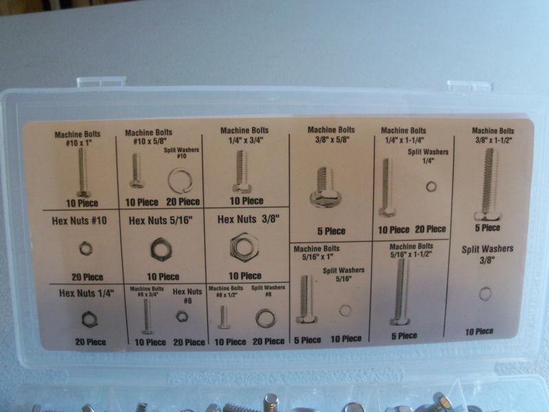 Purchase 240 Sae Bolt Andnut And Washer Assortment With Pvc Storage Container And Size Chart In 