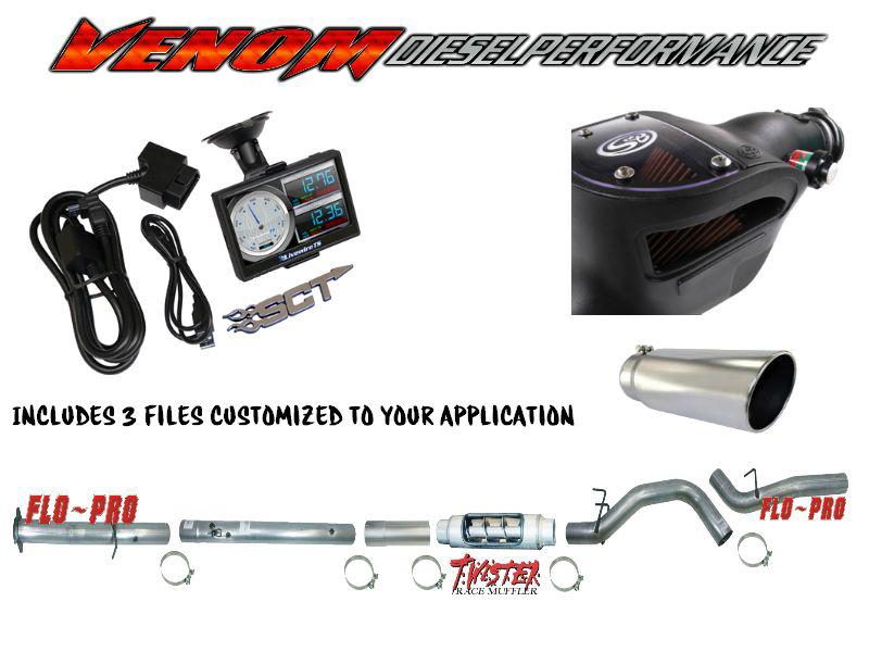 Sct livewire ts 5" stainless exhaust s&b intake 08-10 6.4l powerstroke diesel