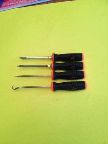 Snap on- lot of 4 - orange & black handles - hand tools - nice condition